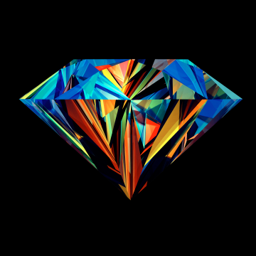 Diamond, Low poly, Colorful, Artwork, AMOLED, Black background, Simple