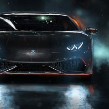 Lamborghini Huracan, Neon, Custom tuning, Digital Art