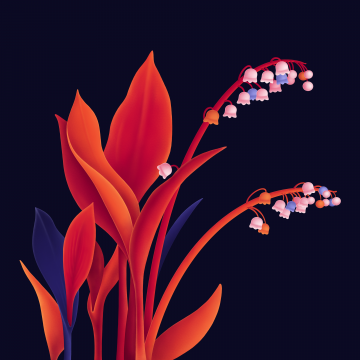 Lily flowers, Digital Art, Dark background, Vivid, Orange, Dark aesthetic
