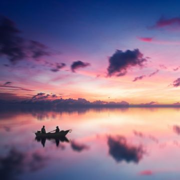 Golden hour, Sunset, River, Aesthetic, Boating, Dusk, Reflection, Evening sky, 5K