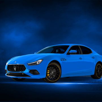 Maserati Ghibli S Q4 F Tributo, 2021, Blue background