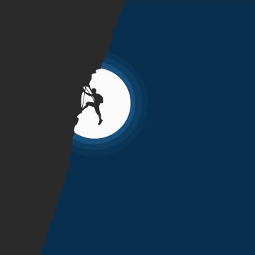 Adventure, Hiking, Cliff, Night, Moon, Simple