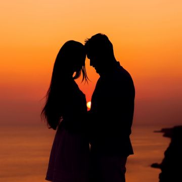 Sunset, Couple, Silhouette, Romantic