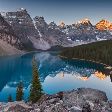 Moraine Lake, Landscape, Sunrise, Mountains