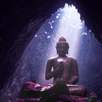 Lord Buddha, CGI, Statue, Cave, Sunlight, Lighting, Gautama Buddha