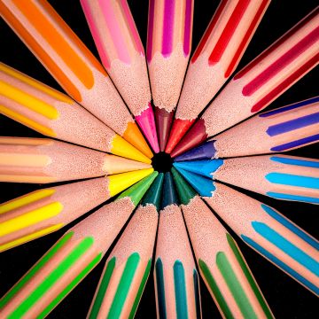 Color pencils, Multicolor, AMOLED, Macro, Pattern, Circular