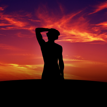 Alone, Sunset, Silhouette, Mood, Physique