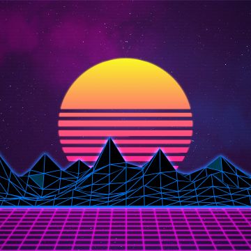 Retrowave, Synthwave, Vaporwave, Digital Art, Neon art, Purple background, Pattern