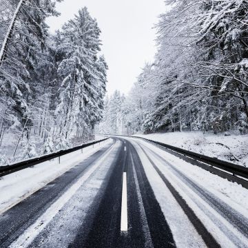 Winter, Road, Forest, Snow covered, Trees