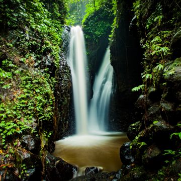 Waterfall, Forest, Rocks, 5K