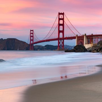 Golden Gate Bridge, Beach, Evening, Coastline, San Francisco, California