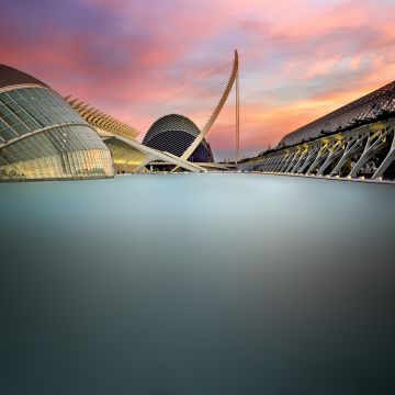 City of Arts and Sciences, 5K, Valencia, Spain, Long exposure, Modern architecture, Sunset, Famous Place