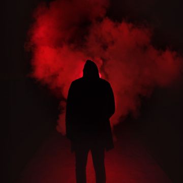 Person Silhouette, Red Smoke, Dark Place, Hoodie, 5K