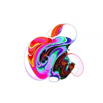 Apple, Liquid art, Logo, Colorful, White background, Apple Event