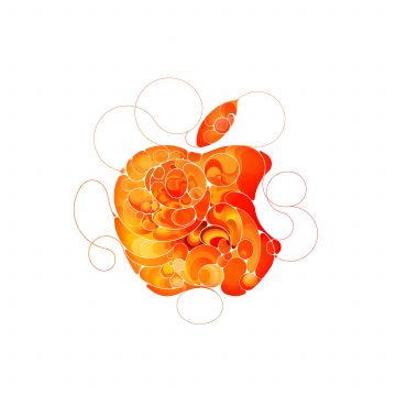 Apple, Logo, Orange, Liquid art, White background, Apple Event, Abstract background