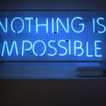 Nothing is Impossible, Neon sign, Blue light, Motivational, 5K