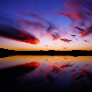 Sunset, Twilight, Seascape, Clouds, Reflection, Dusk, Lake