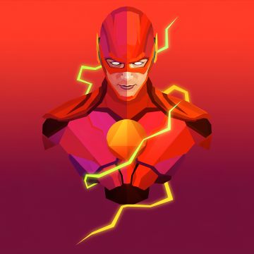 The Flash, Low poly, Artwork, Marvel Superheroes, Red background, Marvel Comics