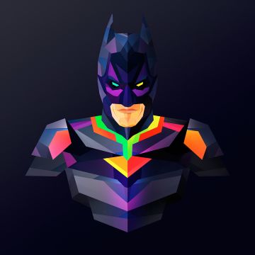 Batman, Low poly, DC Superheroes, Colorful, Dark background, Minimal art