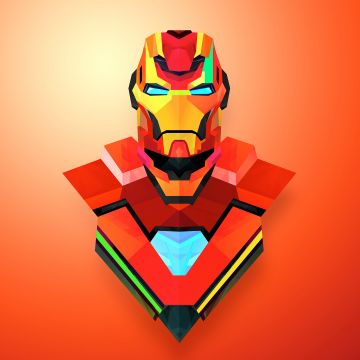 Iron Man, Illustration, Marvel Superheroes, Orange background, Marvel Comics, Low poly