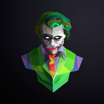 Joker, DC Comics, Dark background, Low poly, Clown, Chaos