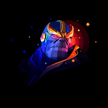 Thanos, Marvel Comics, AMOLED, Black background, Artwork, Low poly