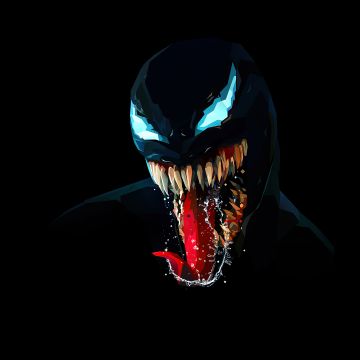 Venom, Low poly, AMOLED, Black background, Marvel Comics