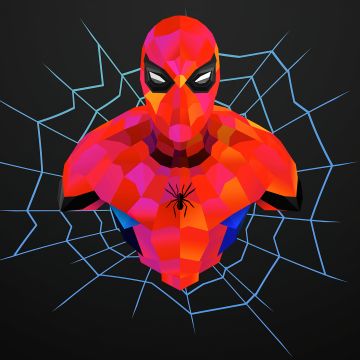 Spider-Man, Low poly, Marvel Superheroes, Dark background, Spiderman