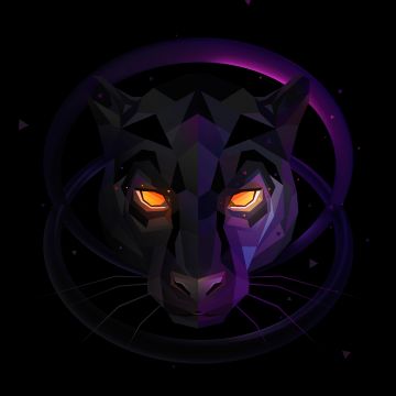 Panther, Scary, Glowing eyes, Low poly, Dark background