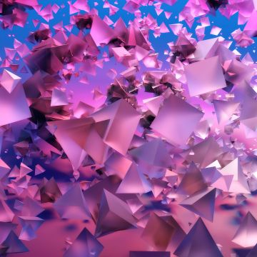 3D Shapes, 3D background, Gradient background, Pink, Frosty, Triangles