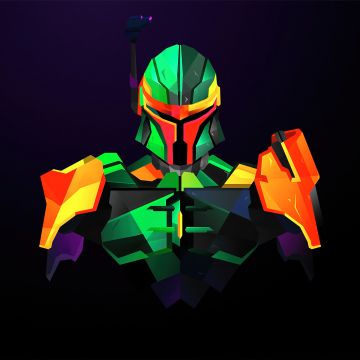 Boba Fett, Star Wars, Dark background, Low poly