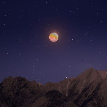 Lunar Eclipse, Mount Whitney, Mountains, Morning, Starry sky, Astrophotography