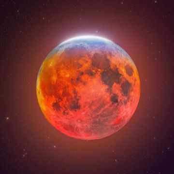 Blood Moon, Lunar Eclipse, Composition, 5K