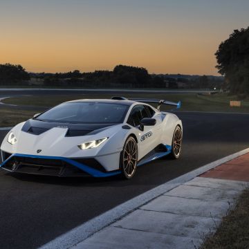 Lamborghini Huracán STO, Sunset, Sports cars, 2021, 5K