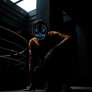 LED mask, Anonymous, Dark background