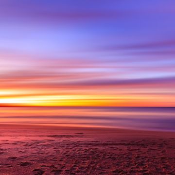 Seashore, Sunset, Beach, Long exposure, Dusk, Horizon, Landscape