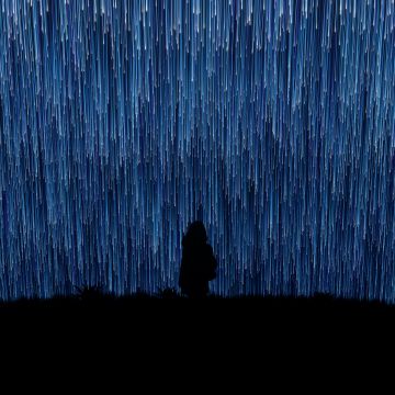 Alone, Lonely, Loneliness, Falling stars, Star Trails, Night, Silhouette, Girl