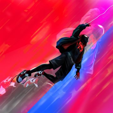 Miles Morales, Spider-Man, Marvel Comics, Marvel Cinematic Universe, Red background, Spiderman