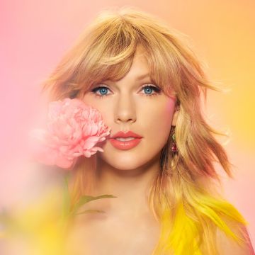 Taylor Swift, American singer, Portrait, Gradient background, Beautiful, Pastel pink