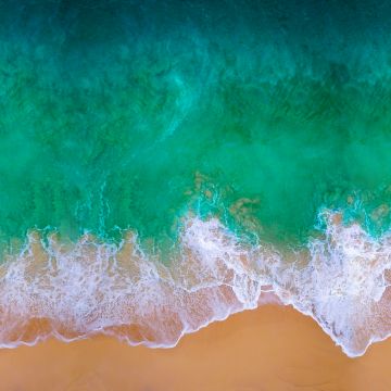 Beach, MacBook Pro, Aerial view, Waves, Ocean, iOS 11, Waterscape, Shore, Digital Art, Apple iMac, 5K