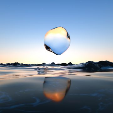 Glass, Droplet, Surreal, Transparent, Body of Water, Scenic, Clear sky, Reflection