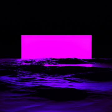 Pink light, Sea, Waves, 3D, Black background, Digital render, Illustration