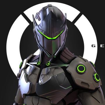 Genji, Artwork, Overwatch, Dark background, Samurai