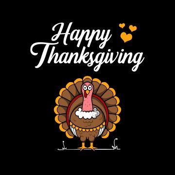 Happy Thanksgiving, Illustration, Thanksgiving Day, Black background, 5K