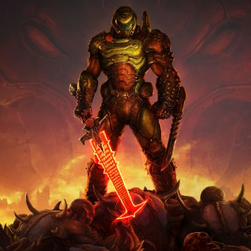 Doom Slayer, Doom Eternal, Doomguy, PC Games, PlayStation 4, Google Stadia, Xbox One, Nintendo Switch, 2020 Games, 5K