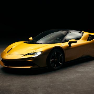 Ferrari SF90 Spider, Plug-In Hybrid, Sports cars, Dark background, 5K, 2021