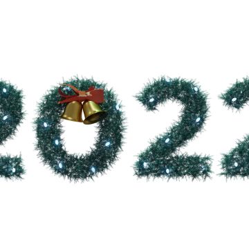 2022 New Year, Christmas decoration, White background, Christmas Bells, Happy New Year, 5K