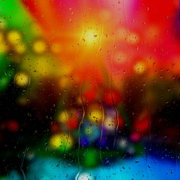 Rain drops, Bokeh Background, Multicolor, Window, Texture, 5K