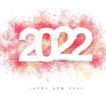 2022 New Year, Happy New Year, White background, 5K