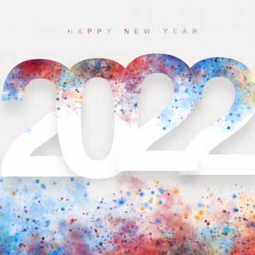 2022 New Year, Happy New Year, White background, Colorful, 5K
